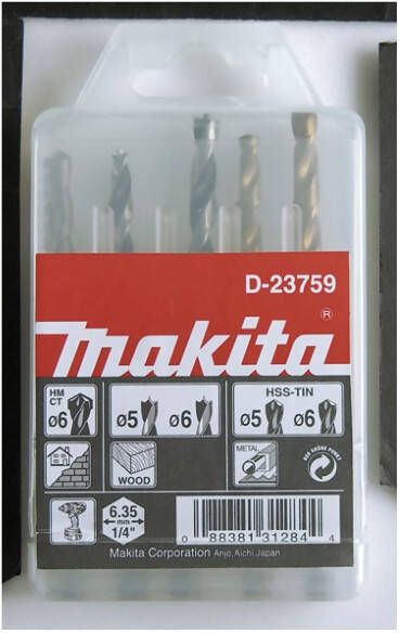 Makita Accessoires D-23759 Borenset 1 4" Vorm E D-23759
