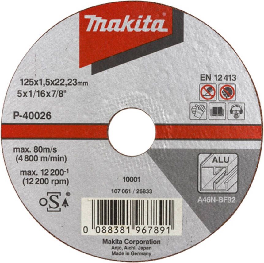 Makita Accessoires Doorslijpschijf Aluminium | 115 mm | 22 23 mm | 10 stuks B-45325
