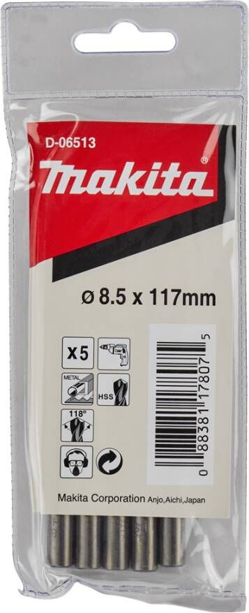 Makita D-06513 Metaalboor 8.5X117mm (10 stuks) HSS | Mtools