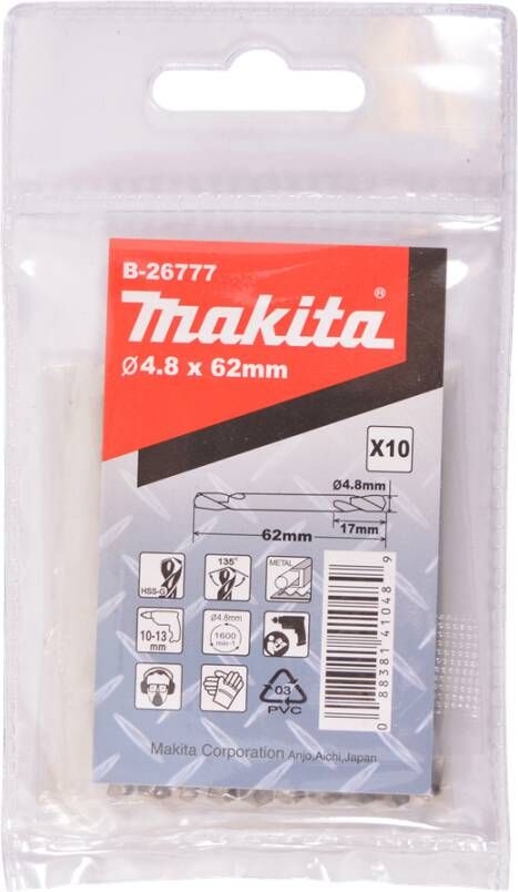 Makita Accessoires Metaalboor dubbelzijdig 4 8x62mm B-26777