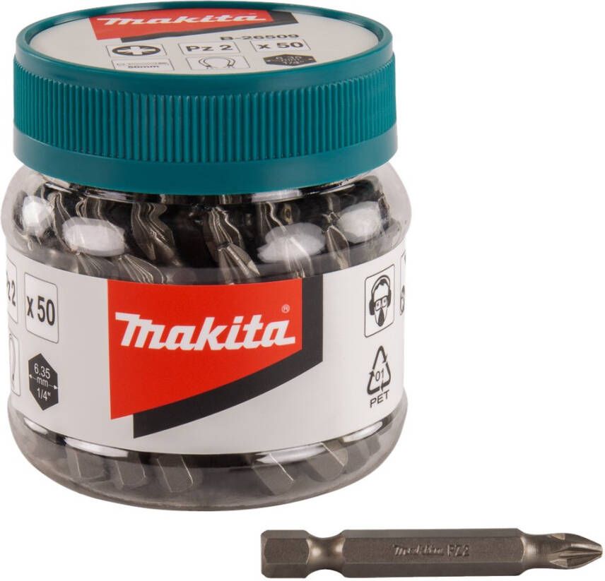 Makita B-26509 Schroefbit PZ2x50mm in pot 50 stuks | Mtools