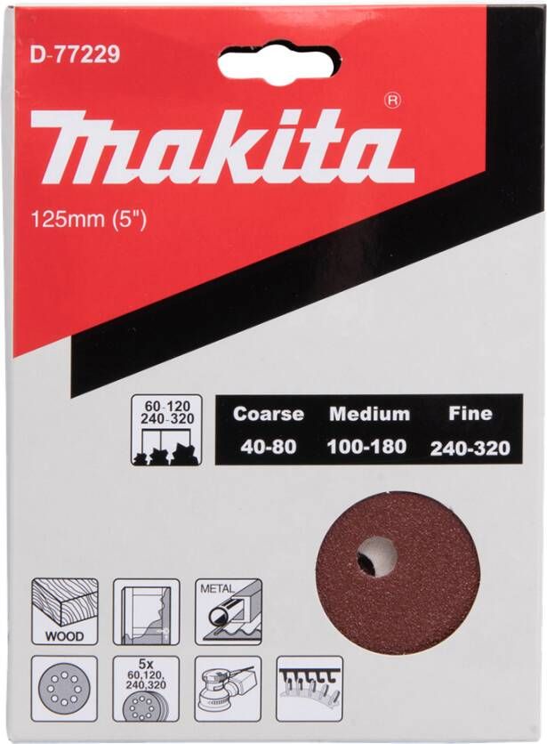 Makita Accessoires Schuurschijf 125mm Red Velcro D-77229
