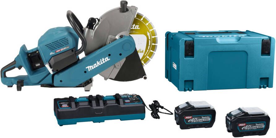 Makita CE002GT202X | XGT 2x40 V Max Doorslijper 355mm | 2 x 5.0 Ah accu + duo snellader | met AWS zender | In Mbox CE002GT202X