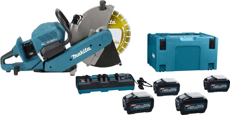 Makita CE002GT401X | XGT 2x40 V Max Doorslijper 355mm | 4 x 5.0 Ah accu + duo snellader | met AWS zender | In Mbox