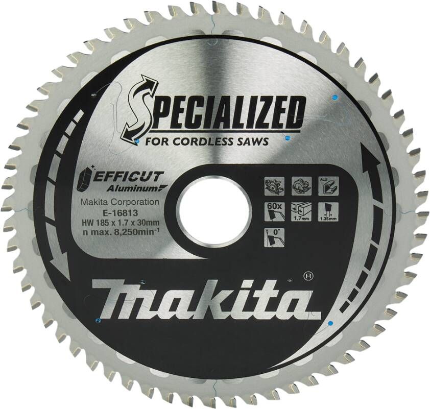 Makita Accessoires Cirkelzaagblad Aluminium | Efficut | 185x30mm 60T 0g E-16813