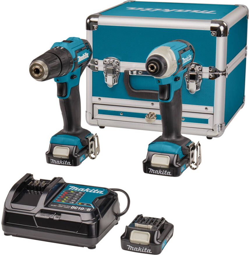 Makita CLX228SAX2 | Combiset | 12 V Max | (klop)boren en (slag)schroeven | Set | 2 0 Ah | in aluminium koffer met accessoires