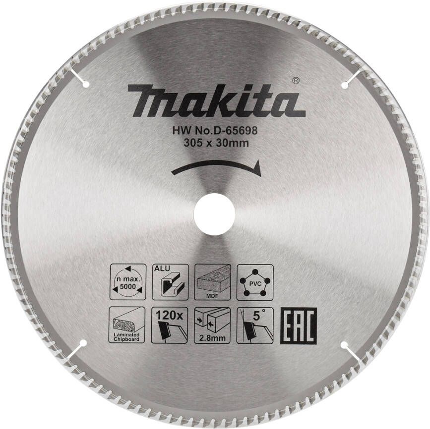 Makita D-65698 Afkortzaagblad | div. materialen | 305x30x2 8 | 120T | 5g