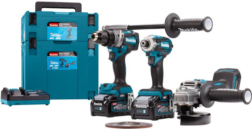 Makita DK0125G301 Accu Combiset 40V DF001G Accuboormachine + GA005 Slijper + TD001G in Mbox DK0125G301