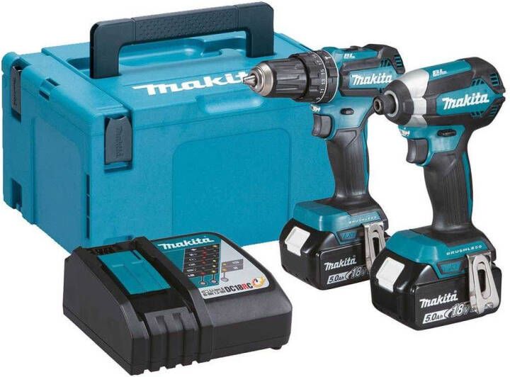 Makita DLX2283TJ combiset DHP485 18v Boor- en schroefmachine + DTD153 Accu slagschroevendraaier met 5.0Ah accu&apos;s