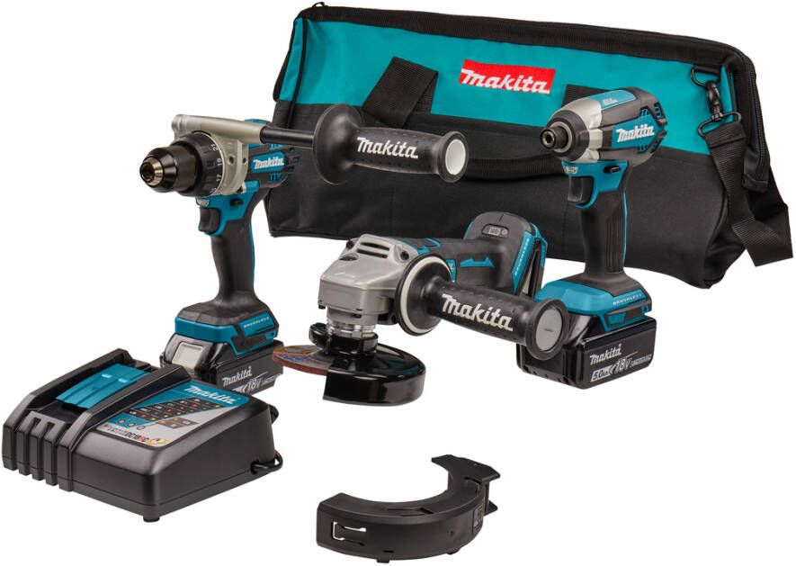 Makita DLX3156TX1 | Combiset | 18 V | boren (slag)schroeven en slijpen | Set | 5 0 Ah | in Tas DLX3156TX1