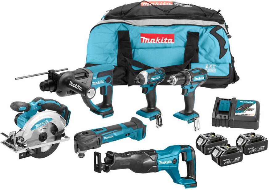 Makita DLX6038T Comboset bestaande uit 6 machines 18v Li-ion met 3x 5.0Ah accu&apos;s DLX6038T