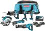 Makita DLX6038T Comboset bestaande uit 6 machines 18v Li-ion met 3x 5.0Ah accu&apos;s DLX6038T - Thumbnail 1