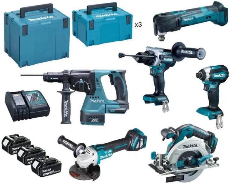 Makita DLX6114TJ | Combiset | DHR243 + DTD153 + DGA513 + DHS680 + DHP486 + DTM51 | incl. accu & lader + M-box DLX6114TJ