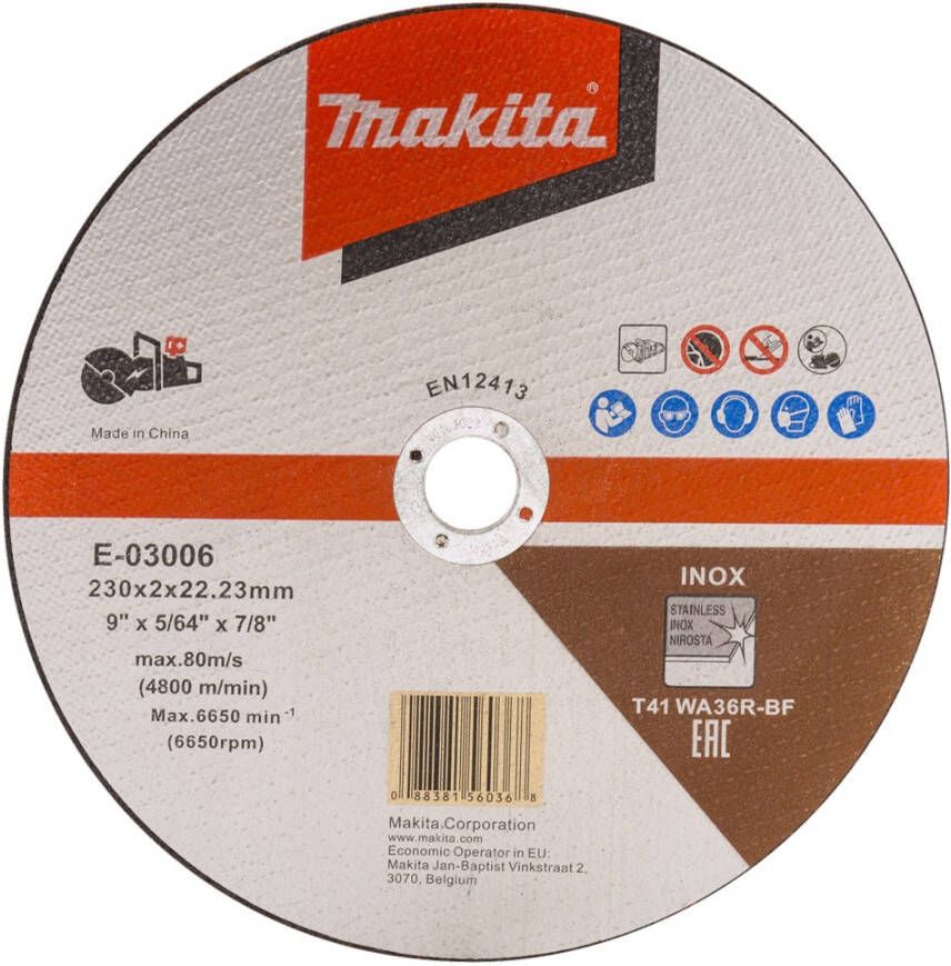 Makita E-03006-25 Doorslijpschijf 230x22 23x2 0mm RVS (25st) | Mtools