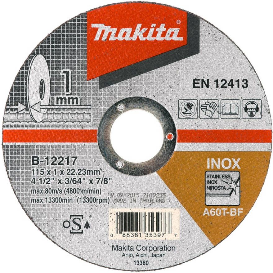 Makita Doorslijpschijf 115x1.0mm rvs B-12217- 10 stuks