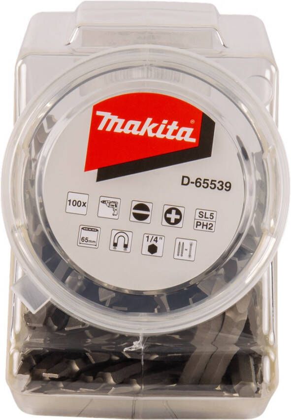 Makita D-65539 Schroefbit dubbel PH2-SL5 65mm in pot 100 stuks | Mtools