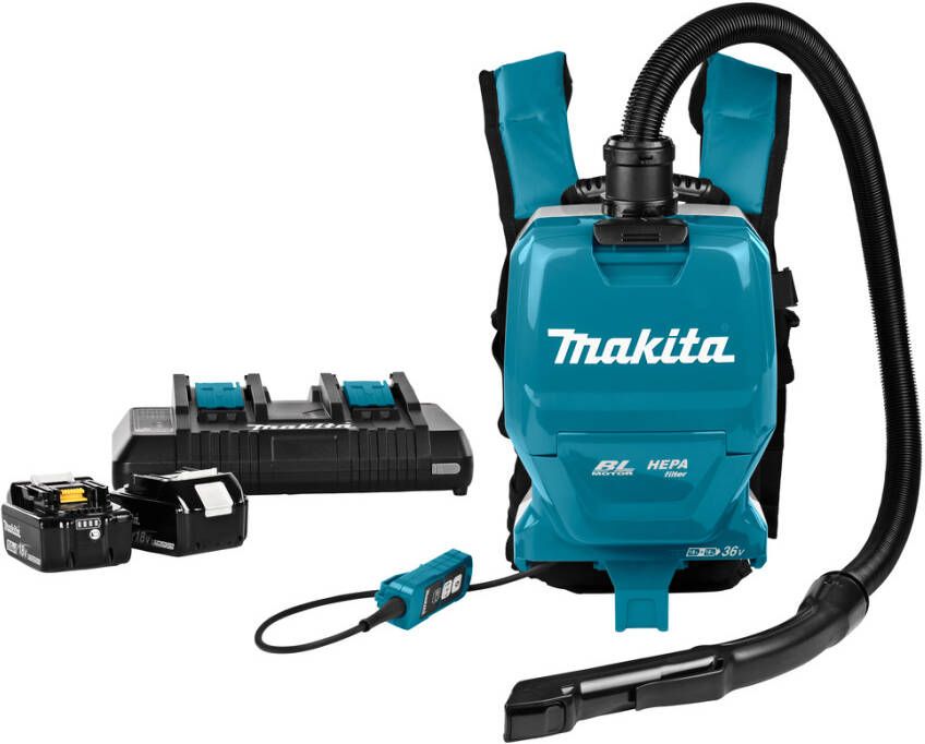 Makita DVC261TX11 | 2x18V | Rugstofzuiger 2x5 0Ah Accu | duo Snellader | In Doos DVC261TX11