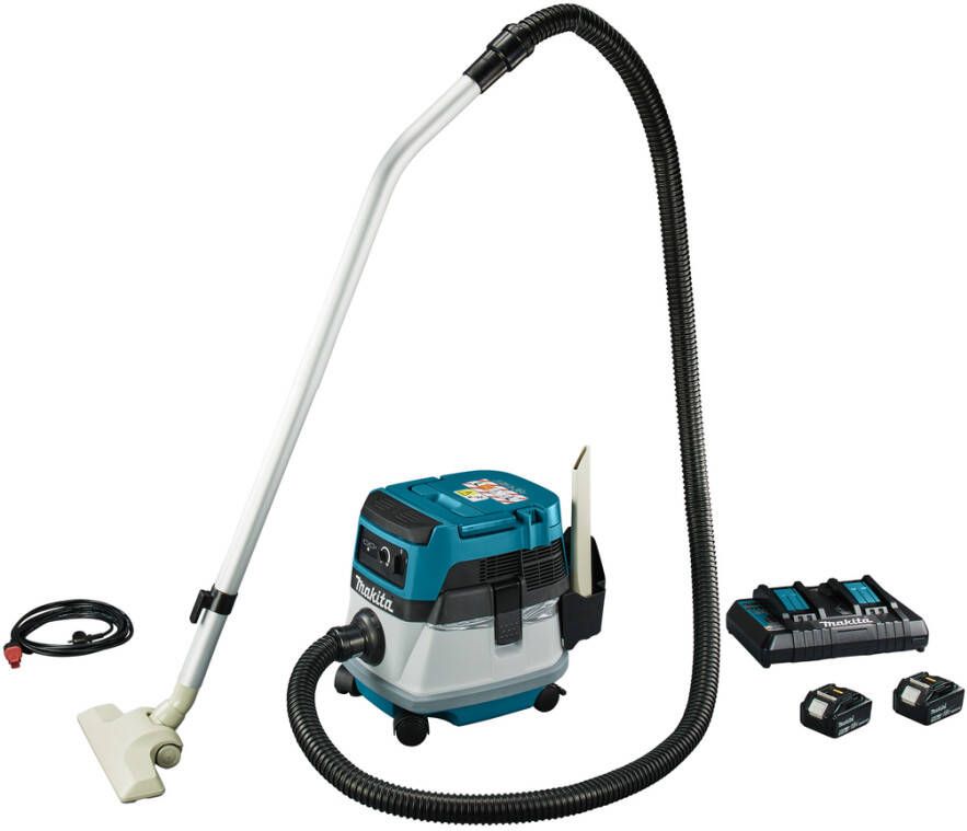 Makita DVC860LPT2 | Hybride Stofzuiger | nat en droog | 5 0 Ah accu (2 st) | duo snellader