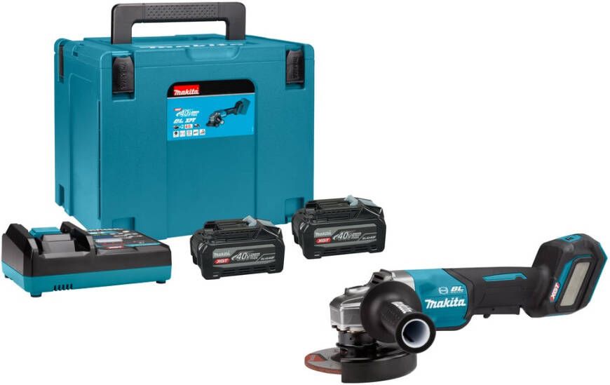 Makita GA029GU201 XGT 40V Max Accu Haakse Slijper | 125mm | 2 accu&apos;s en lader in koffer GA029GU201
