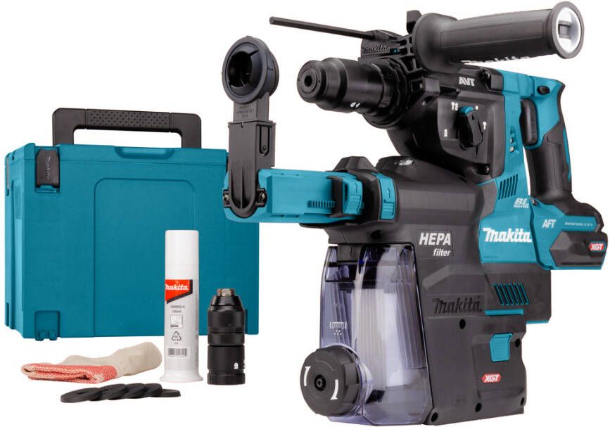 Makita HR004GZ02 40V Max Combihamer Zonder accu&apos;s en lader in Mbox met stofafzuiging HR004GZ02