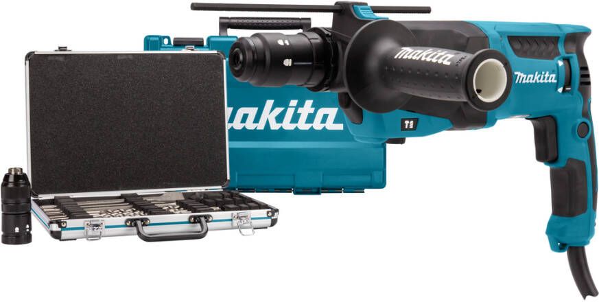 Makita HR2630TX12 Combihamer Met verwisselbare boorkop 800w 2.4J + 17-delige boor beitelset