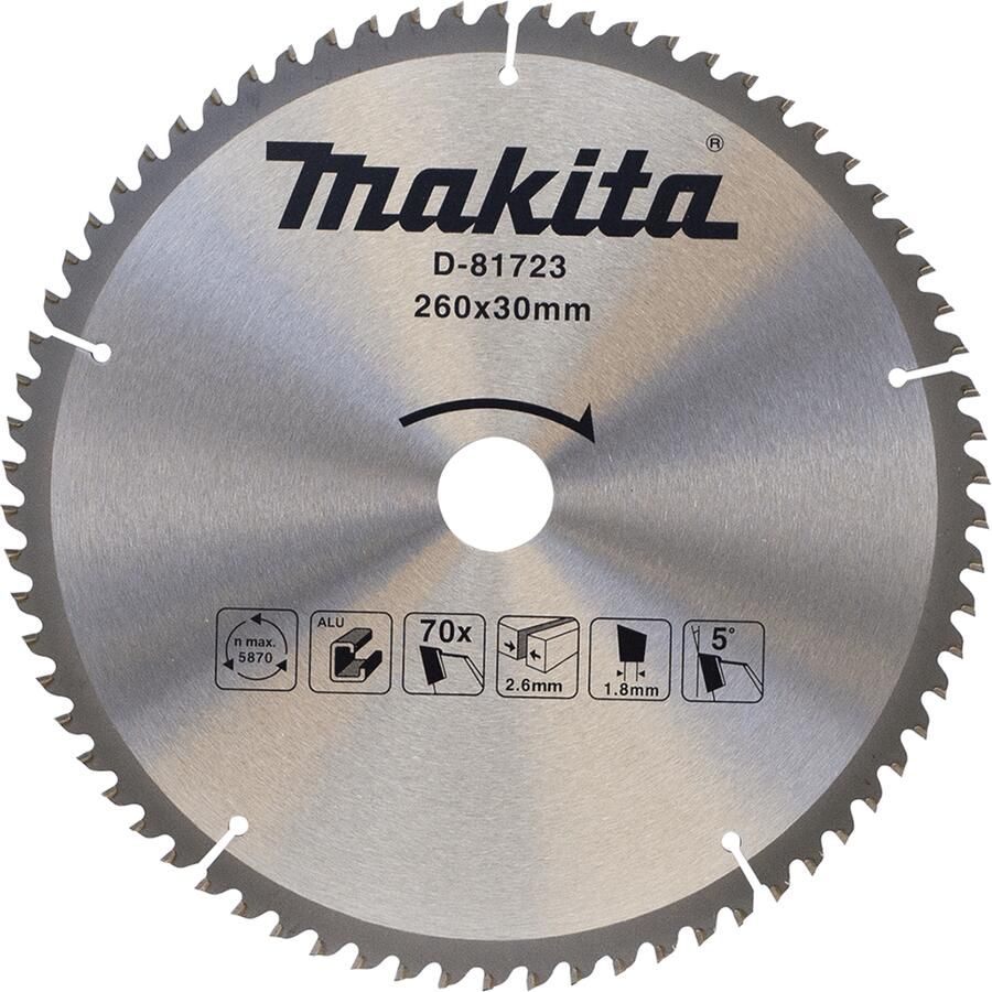 Makita Accessoires Afkortzaagblad Aluminium | Standaard 260x30x2 8 70T 5g D-81723