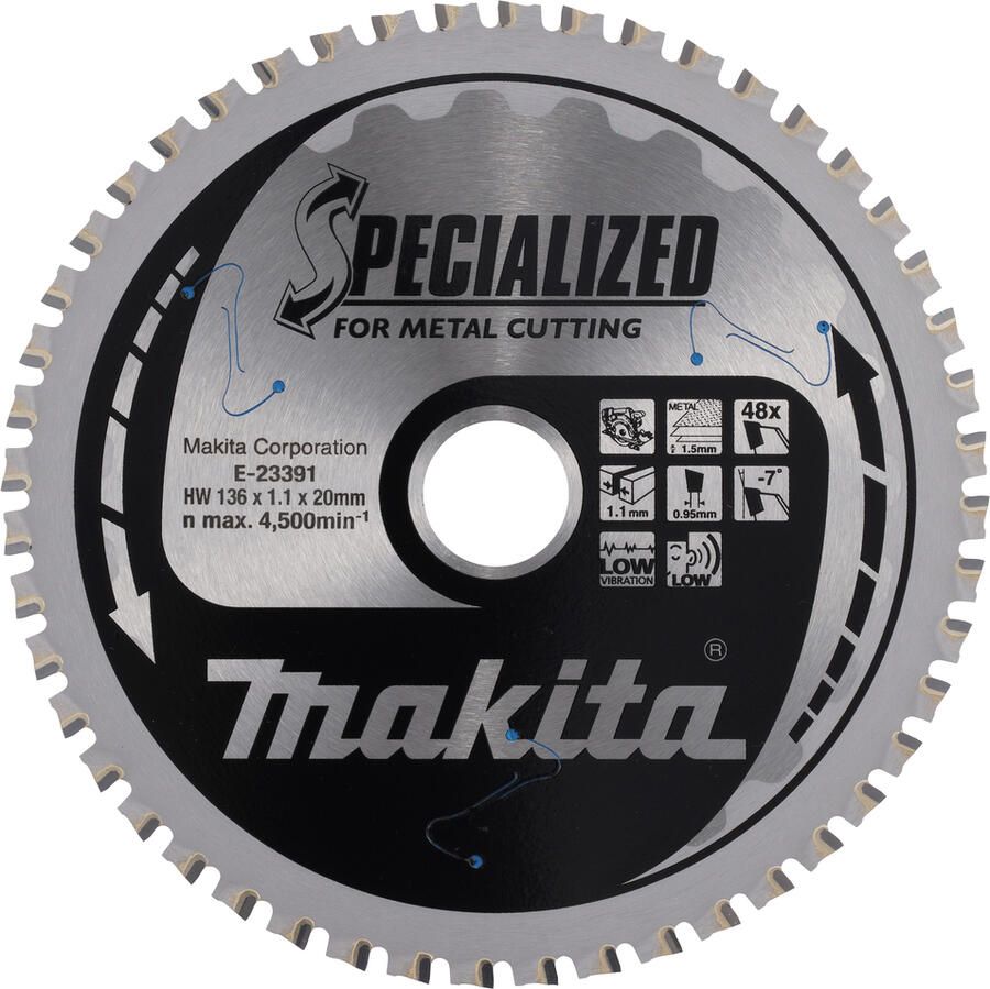 Makita accessoires Cirkelzaagblad Dun Plaatstaal Specialized | 136x20x1 1 mm | 48T | -7g E-23391