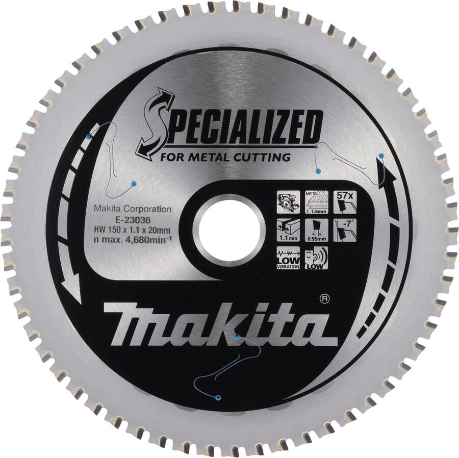 Makita accessoires Cirkelzaagblad Dun Plaatstaal Specialized | 150x20x1 1 mm | 57T | -7g E-23036