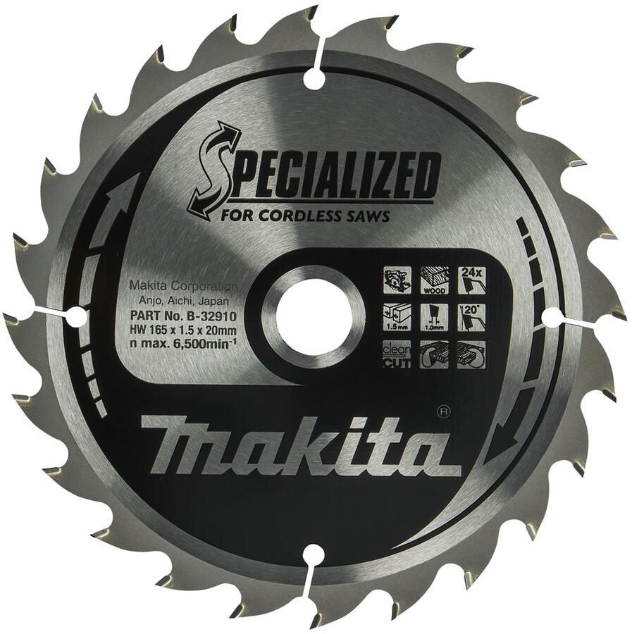 Makita Accessoires Cirkelzaagblad Hout 165X20X1 5 24T 20G B-32910