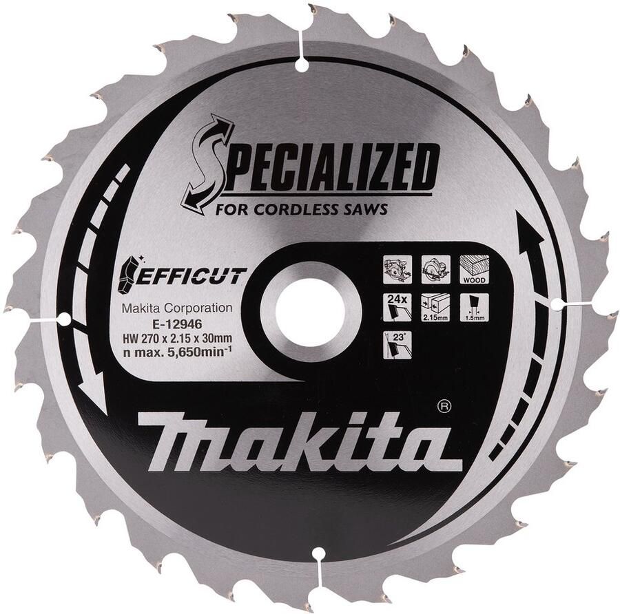 Makita Accessoires Cirkelzaagblad Hout | Efficut 270x30x2 15 24T 23g E-12930
