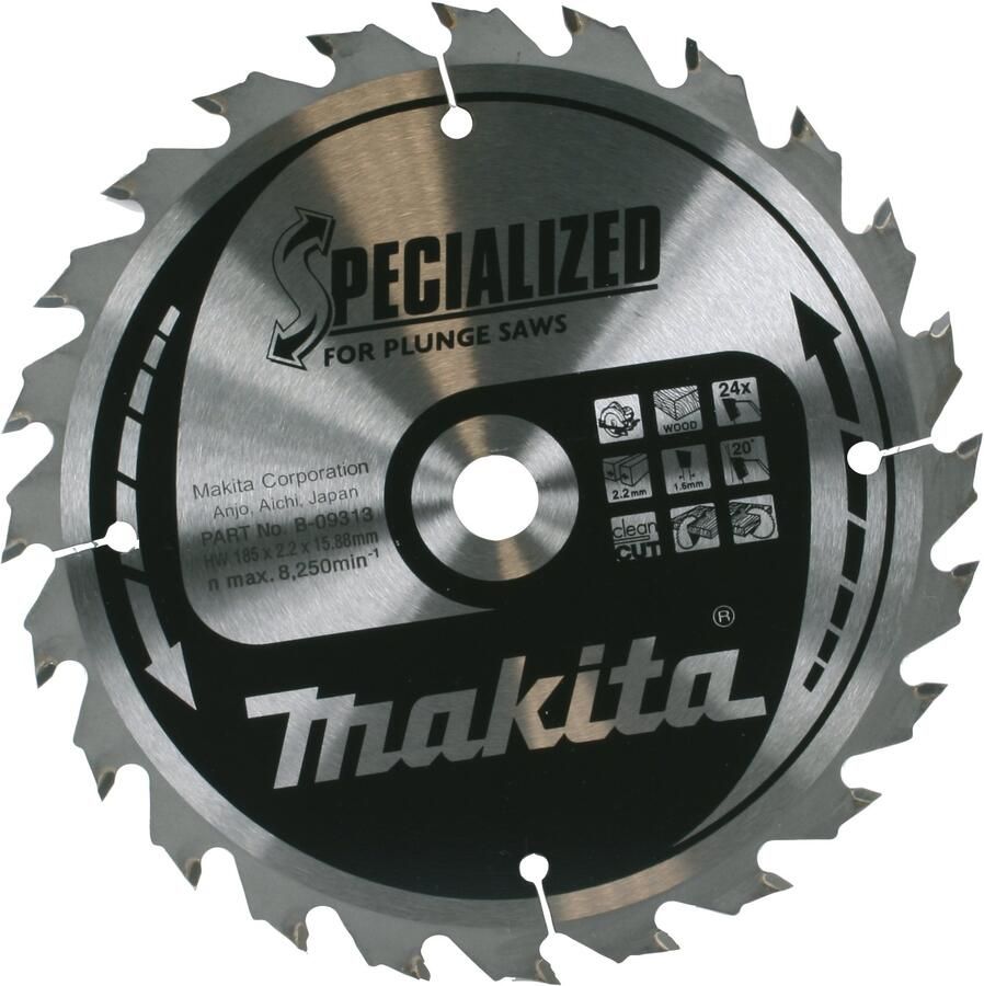 Makita Accessoires Cirkelzaagblad Hout | Noest Spijker Embedded Tip 185x15 88x2 2 24T 20g B-09313