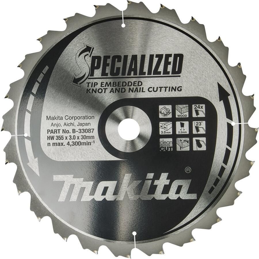Makita Accessoires Cirkelzaagblad TipE 355x30x3 0 24T 23g B-33087
