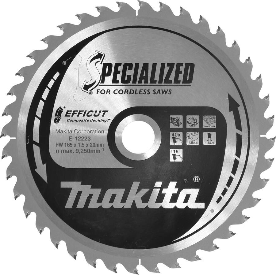 Makita Accessoires Cirkelzaagblad WPC | Efficut 165x20x1 5 40T 15g E-12158