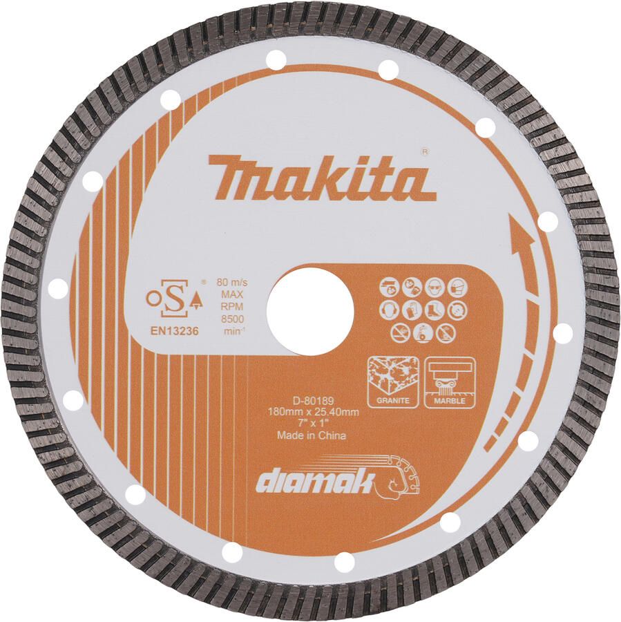 Makita Accessoires Diamantschijf 180x22 2x2 6mm Turboband D-80189