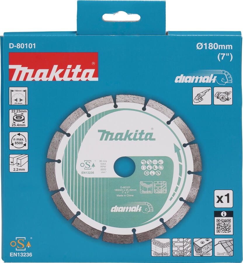 Makita Accessoires Diamantschijf 180x25 4x2 2mm | Segment D-80101