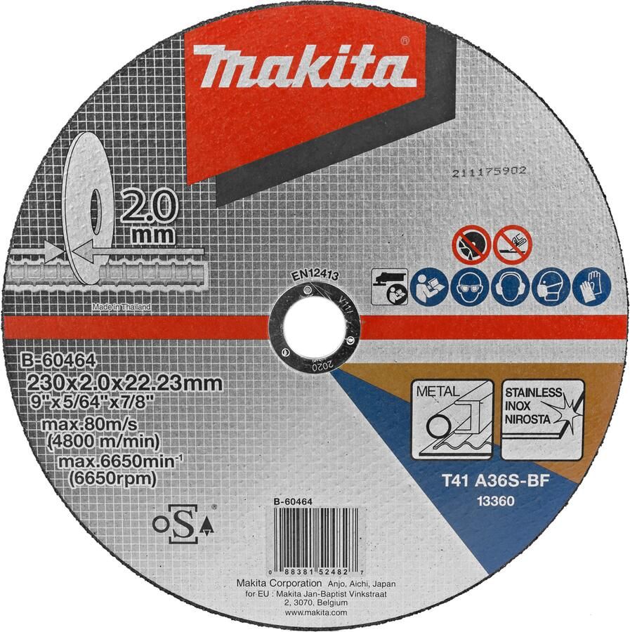 Makita B-60464 Doorslijpschijf 230x22 23x2 0mm RVS staal | Mtools - Foto 2