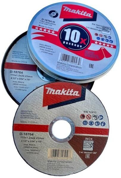 Makita Accessoires Doorslijpschijf rvs 115mm | 10 stuks D-18764-10