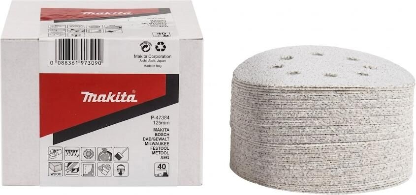 Makita P-37409 Schuurschijf 125mm K80 White Velcro | Mtools