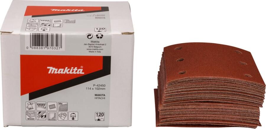 Makita P-42444 Schuurvel 114x102 K100 Red Velcro | Mtools