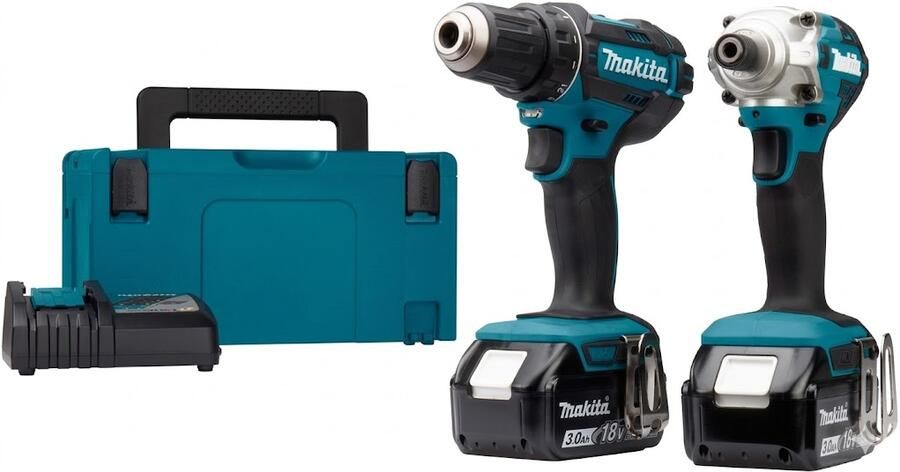 Makita DLX2339J 18V accuboormachine DDF482 + slagschroevendraaier DTD156 combiset (2x 3.0Ah accu) in Mbox DLX2339J