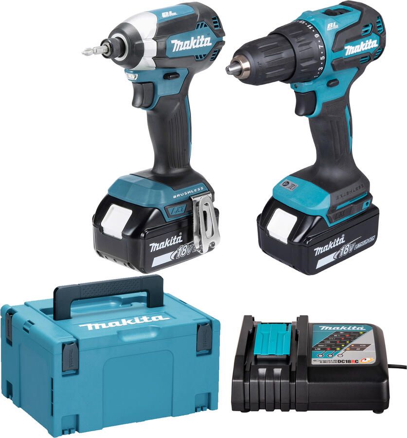 Makita DLX2537TJ 18V Combo kit: DHP490 Accu klopboormachine + DTD157Z accu slagschroevendraaier | 2x 5.0Ah Accu's in M-box DLX2537TJ