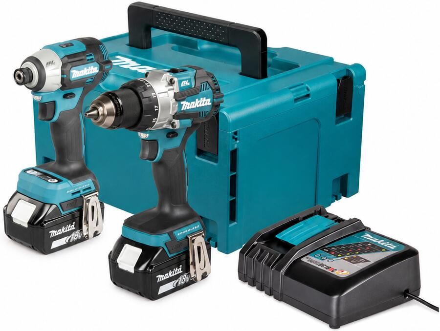 Makita DLX2579TJ 18V combiset | DHP489 accu klopboormachine + DTD158 slagschroevendraaier (2x 5.0Ah accu + DC18RC snellader) in Mbox
