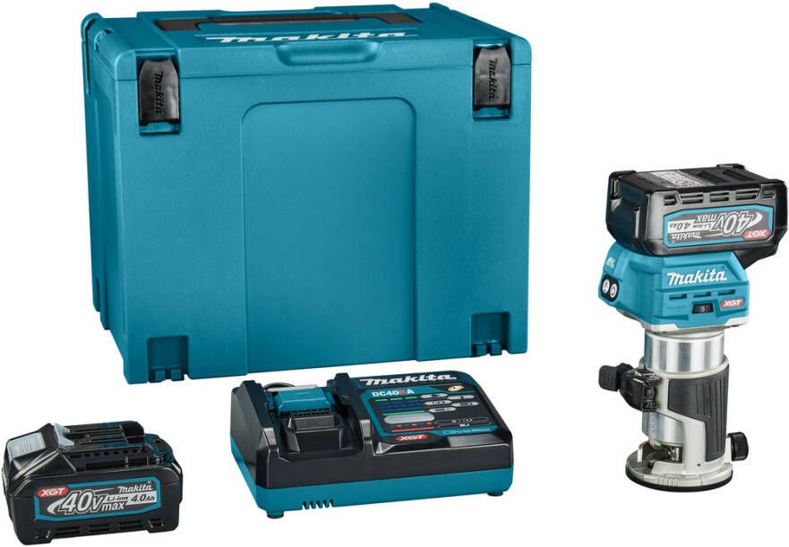 Makita RT001GM207 Boven- en kantenfrees | 40 V Max | 2 x 4.0 Ah accu + snellader | In Mbox RT001GM207