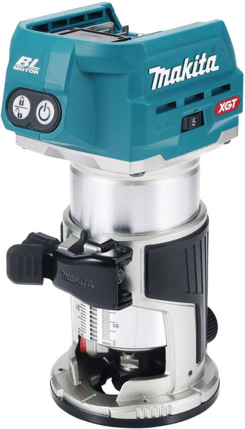 Makita RT001GZ10 Boven- en kantenfrees | 40 V Max | Zonder accu&apos;s en lader | Incl. diverse voeten | In Mbox RT001GZ10