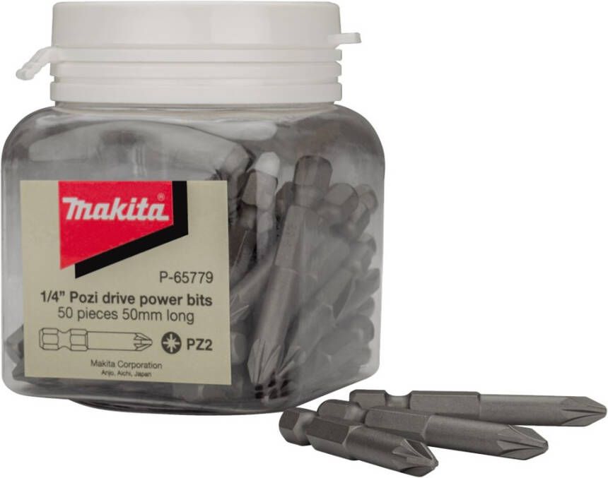 Makita P-65779 Schroefbit PZ2x50mm in pot 50 stuks | Mtools