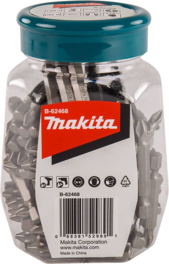 Makita B-62468 Schroefbit PH2X50mm in pot 100 stuks | Mtools