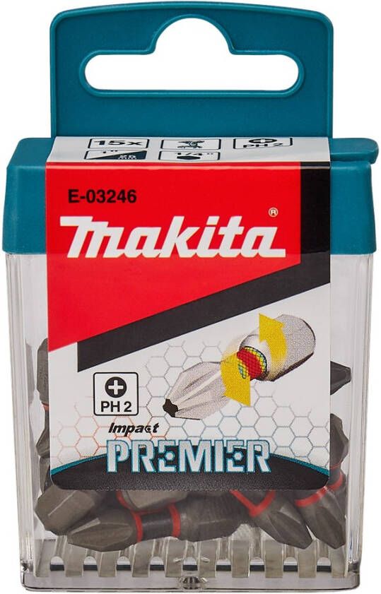 Makita E-03246 Slagschroefbits PH2x25mm (15 stuks) | Mtools