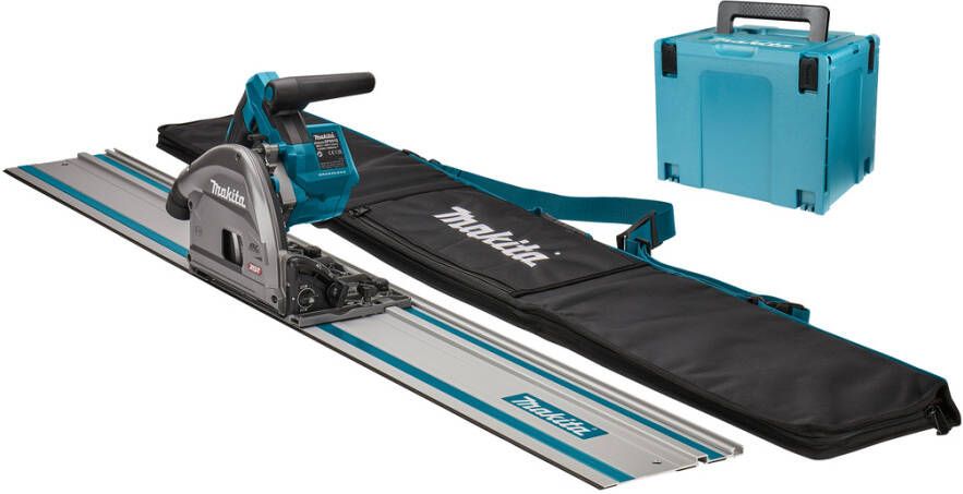 Makita SP001GZ04 Invalcirkelzaag | Set | 40V Max |165 mm | Zonder accu&apos;s en lader | Met AWS zender + geleiderail 1500 mm + tas