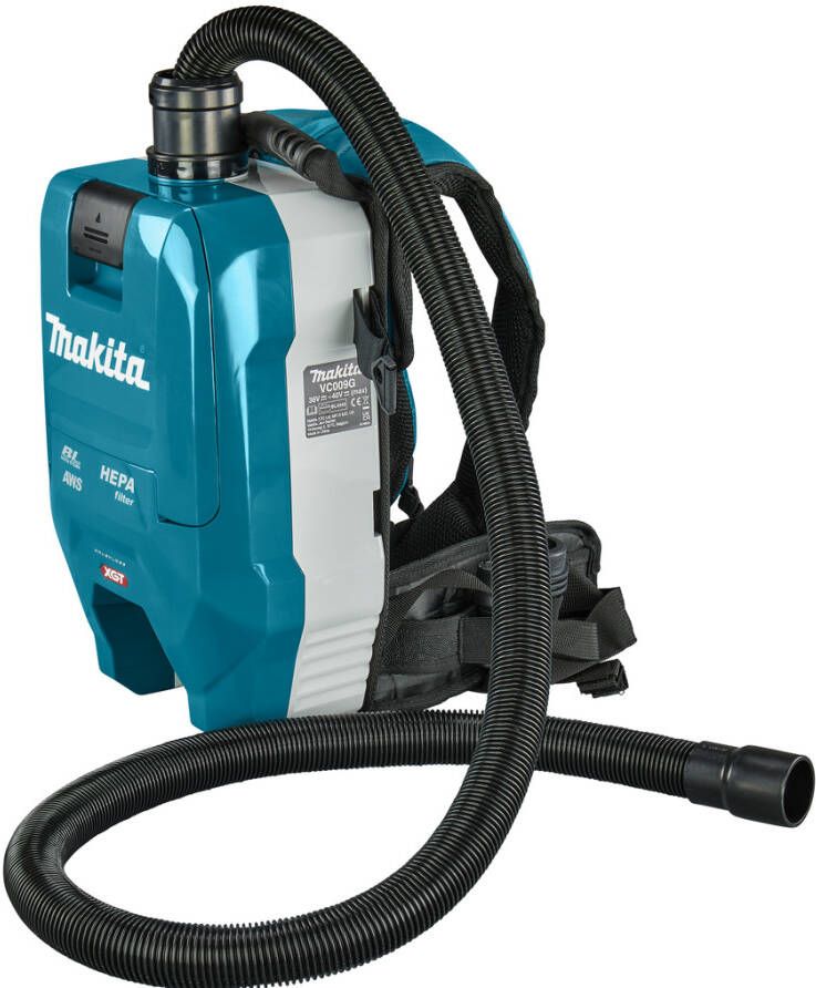 Makita VC009GZ01 40V Max Rugstofzuiger | 2 x 4.0 Ah accu + snellader | Incl. 3 adapters en AWS zender | In doos VC009GLM21