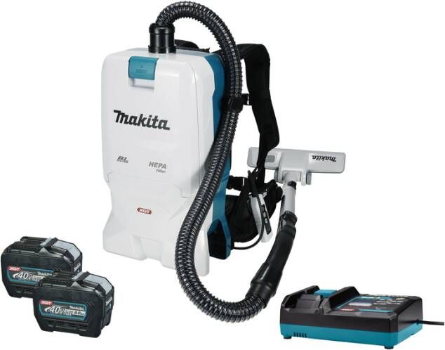Makita VC011GL2NL1 40V Max Rugstofzuiger voor schoonmaak | 2x 8.0 ah accu&apos;s | Snellader | in doos VC011GL2NL1